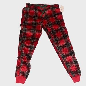 Secret Treasures Women's Soft Plush Jogger Pajama Pants Red Plaid  Size S